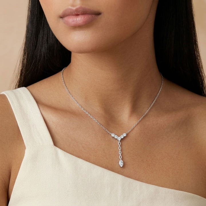 Cascade 925 Silver Lab Grown Diamond Drop Necklace