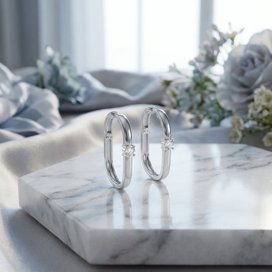Luna 925 Silver Lab Grown Diamond Hoop Earrings