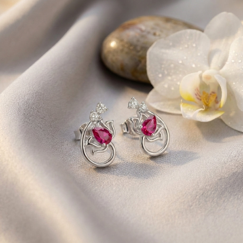 Lotus 925 Silver Lab Grown Diamond Earrings