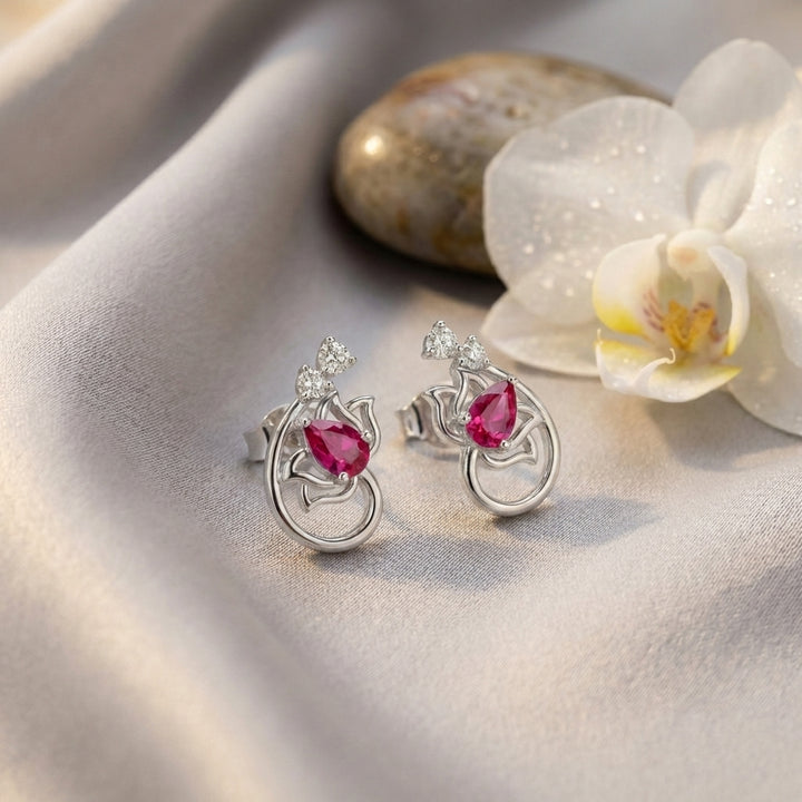 Lotus 925 Silver Lab Grown Diamond Earrings