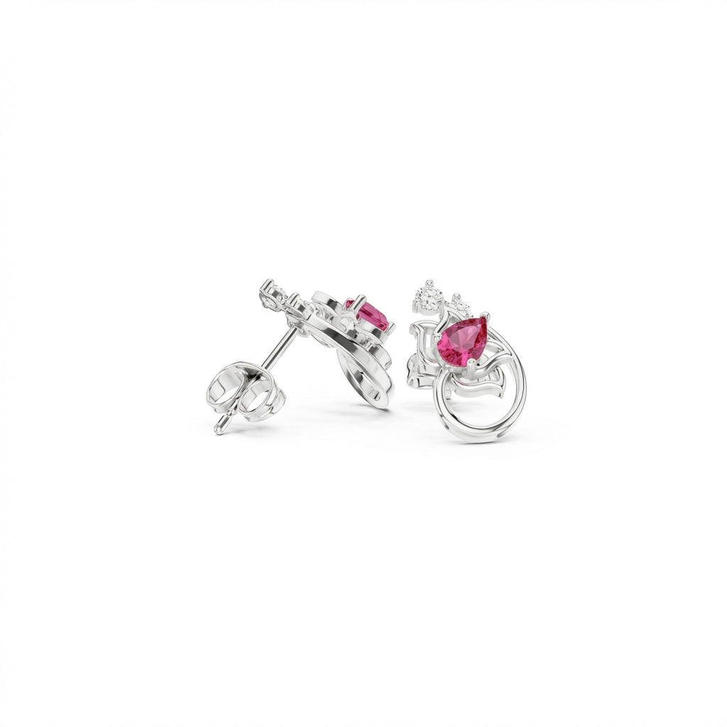 Lotus 925 Silver Lab Grown Diamond Earrings