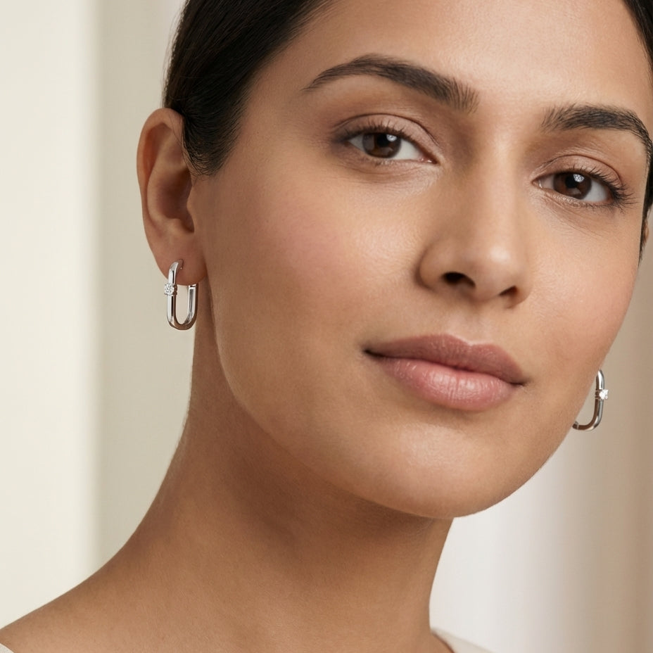 Luna 925 Silver Lab Grown Diamond Hoop Earrings
