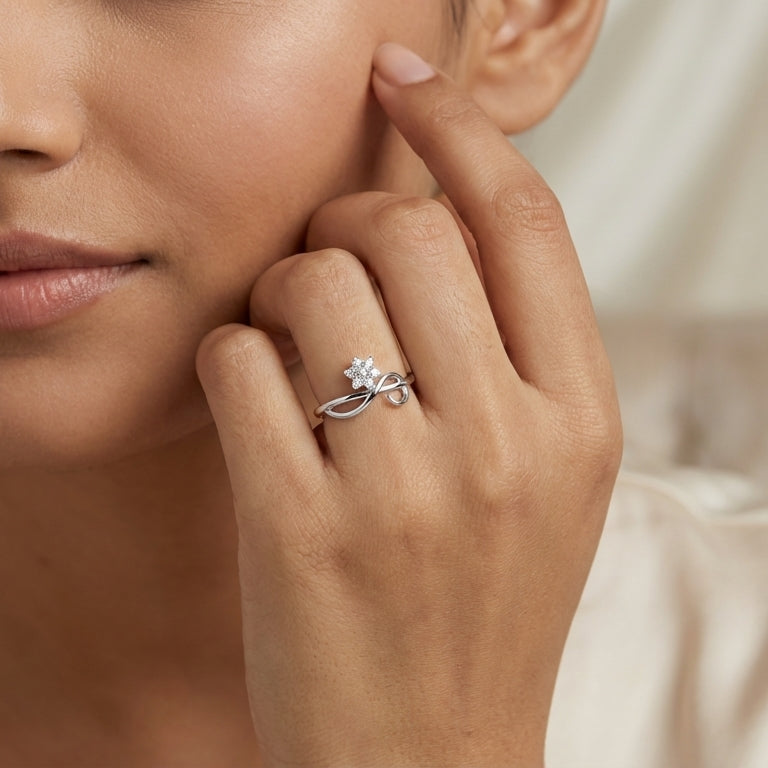 Flora 925 Silver Lab Grown Diamond Ring