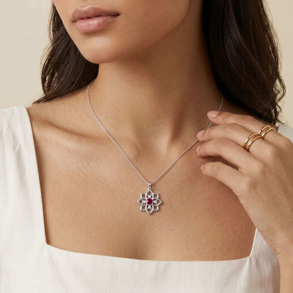 Dahlia 925 Silver Lab Grown Diamond Pendant