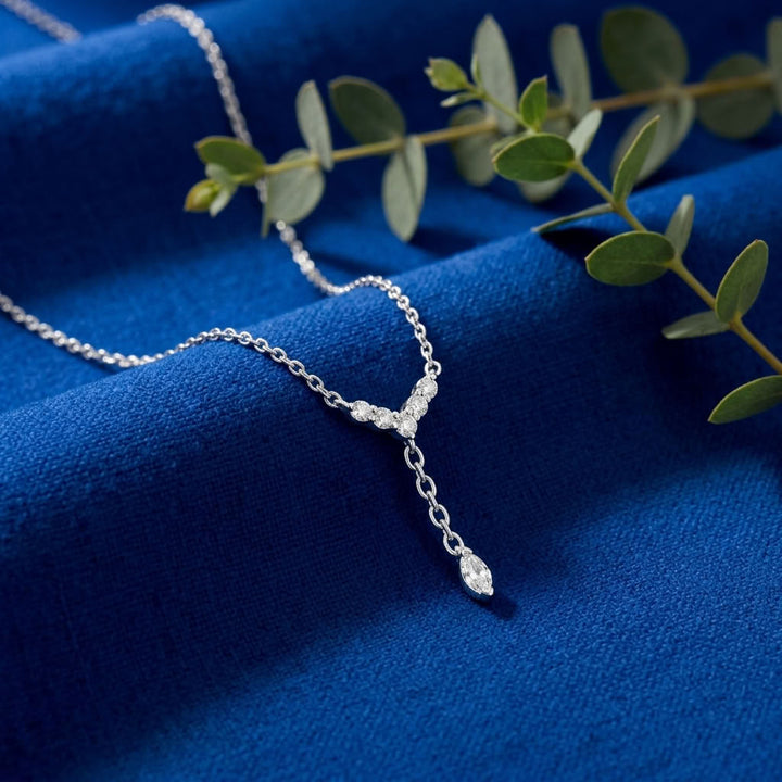 Cascade 925 Silver Lab Grown Diamond Drop Necklace