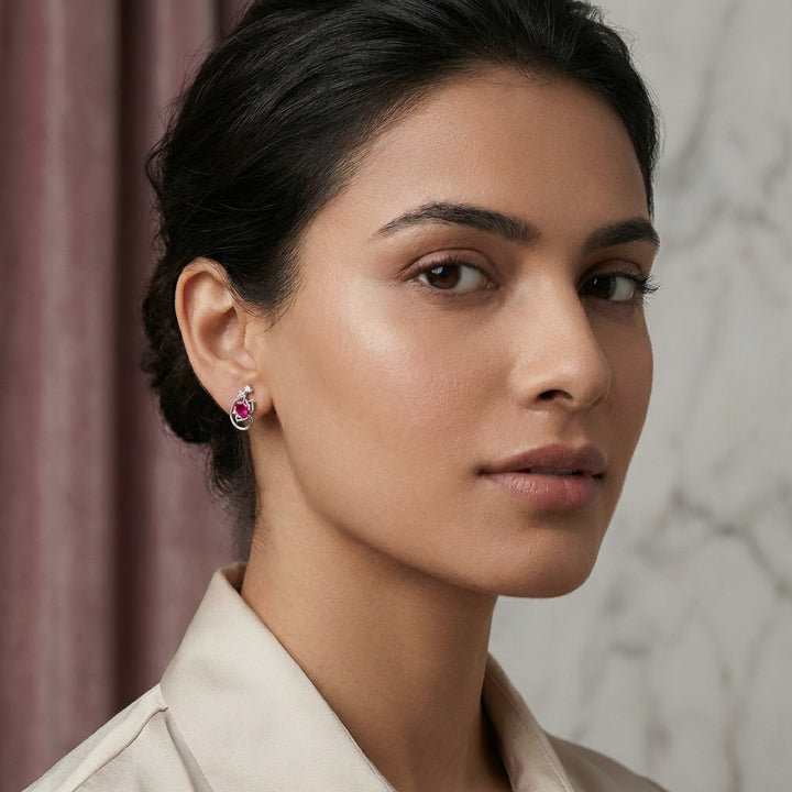 Lotus 925 Silver Lab Grown Diamond Earrings