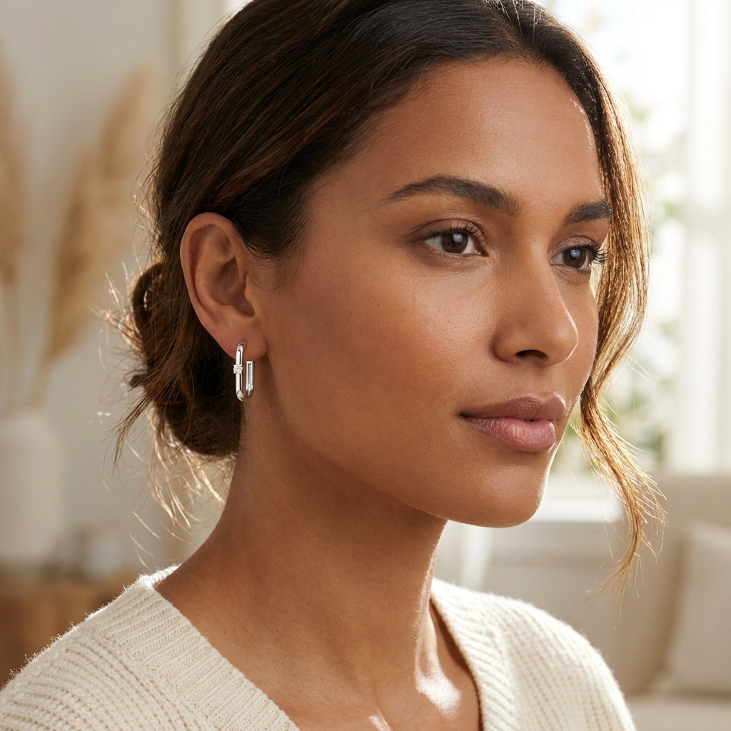 Luna 925 Silver Lab Grown Diamond Hoop Earrings