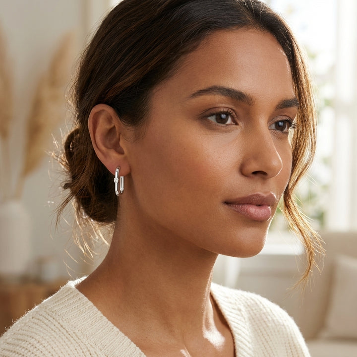 Luna 925 Silver Lab Grown Diamond Hoop Earrings