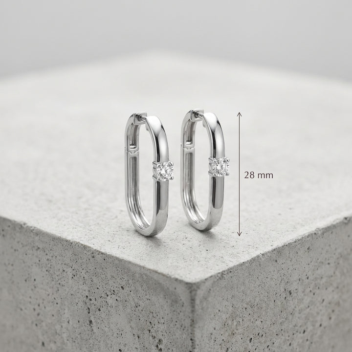 Luna 925 Silver Lab Grown Diamond Hoop Earrings