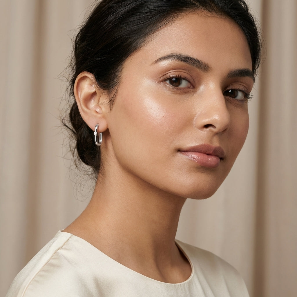 Luna 925 Silver Lab Grown Diamond Hoop Earrings