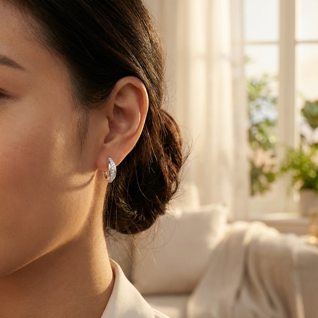 Sol 925 Silver Lab Grown Diamond Earrings