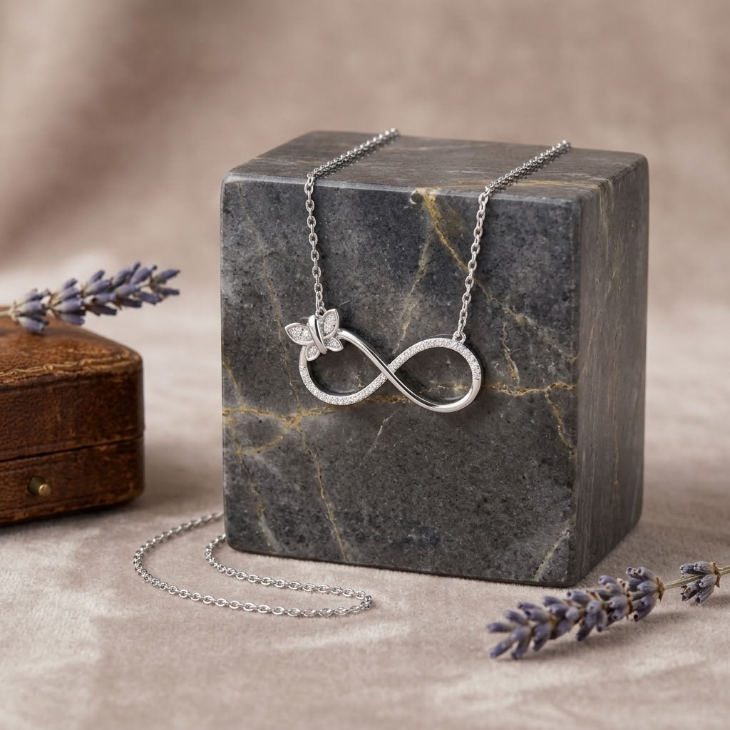 Infinity 925 Silver Lab Grown Diamond Necklace