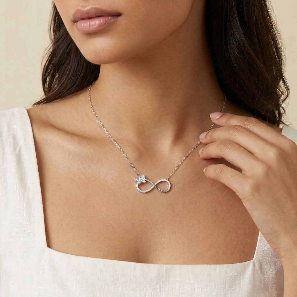 Infinity 925 Silver Lab Grown Diamond Necklace