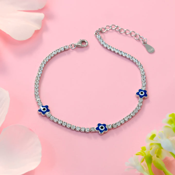 Silver Evil Eye Tennis Bracelet