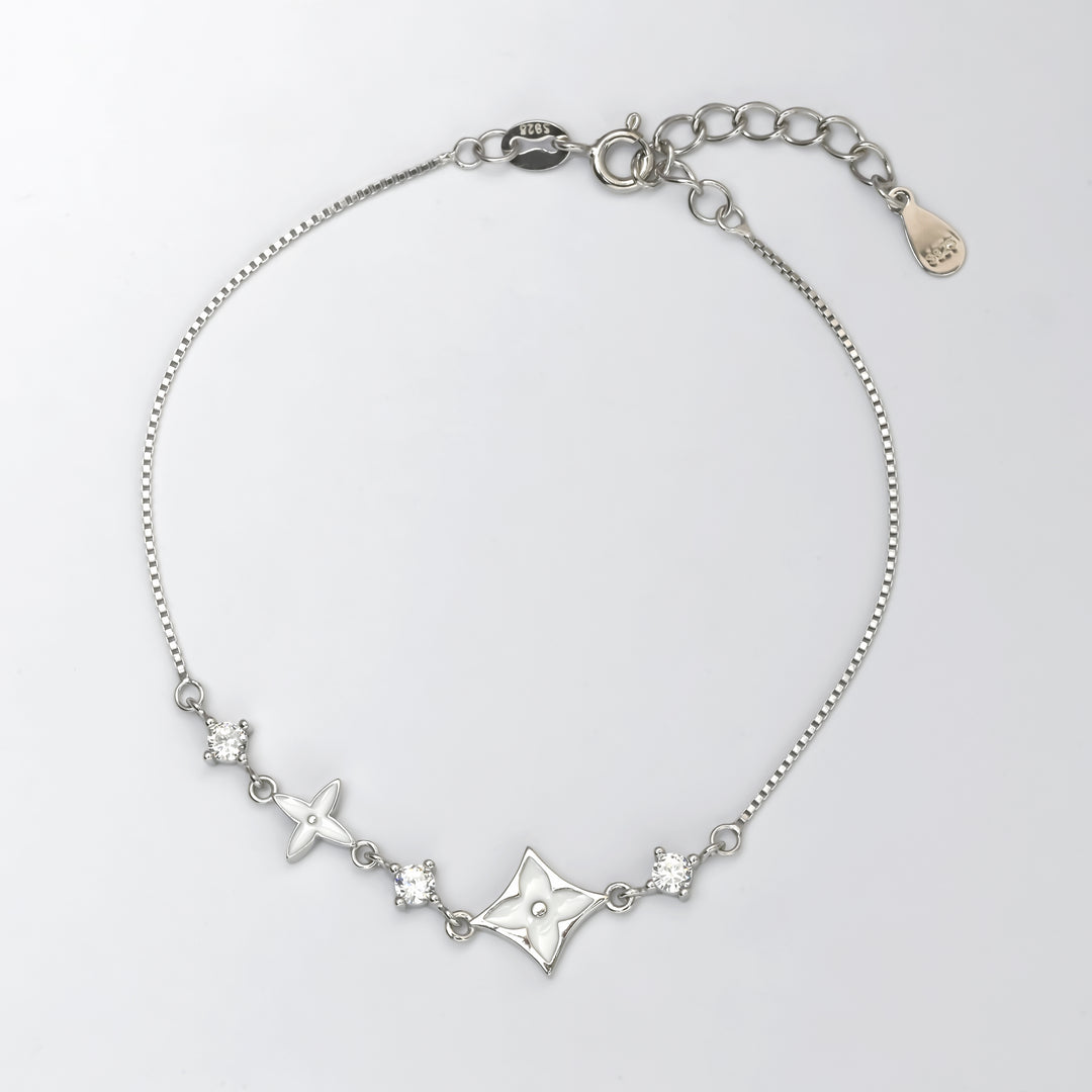 Silver Petal Duet Bracelet