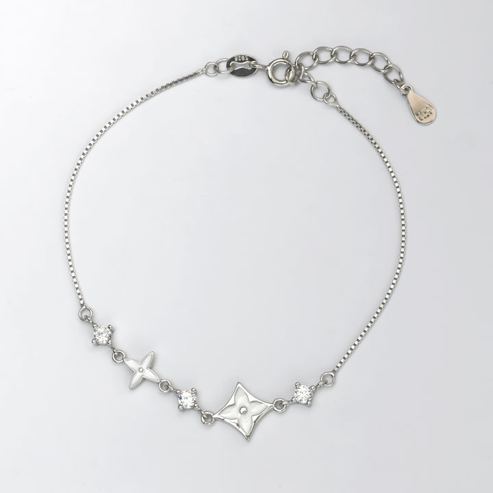 Silver Petal Duet Bracelet