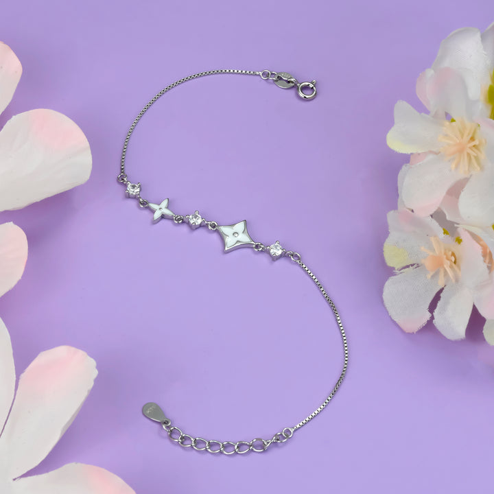 Silver Petal Duet Bracelet