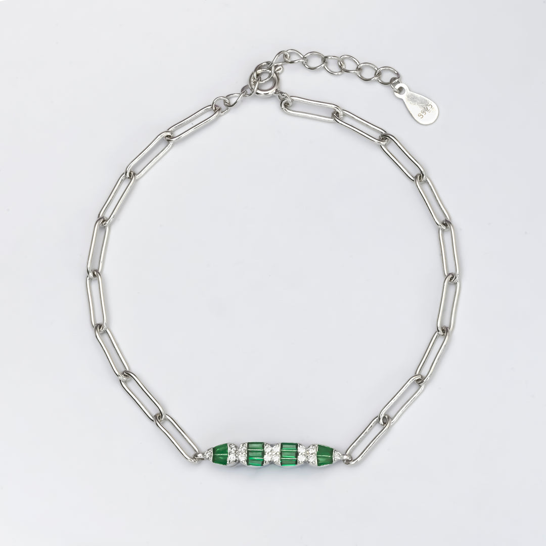 Silver Emerald Green Spark Bracelet