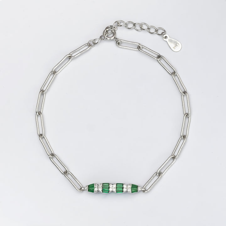 Silver Emerald Green Spark Bracelet
