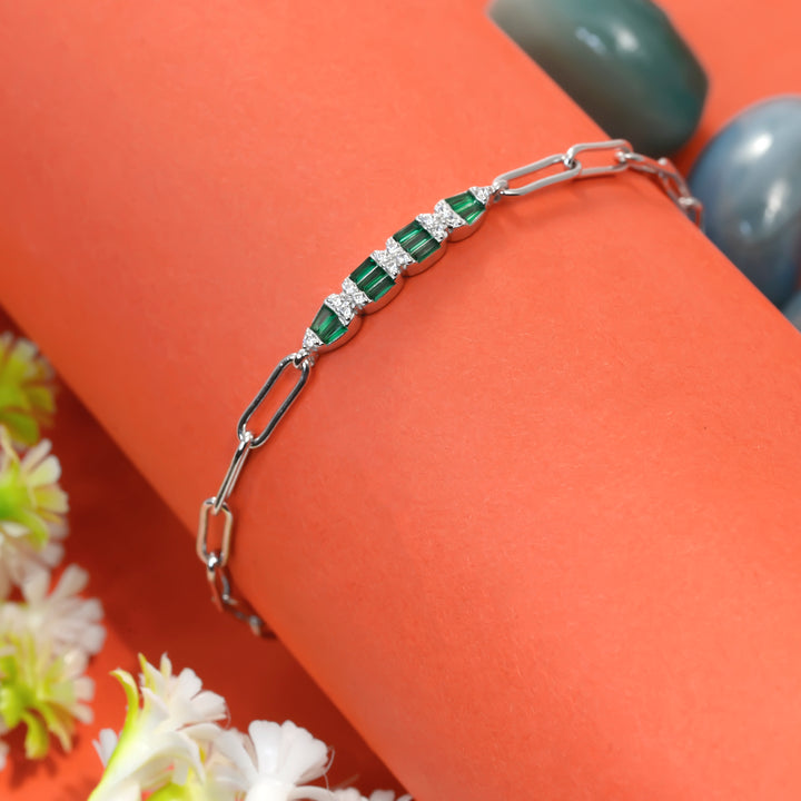 Silver Emerald Green Spark Bracelet