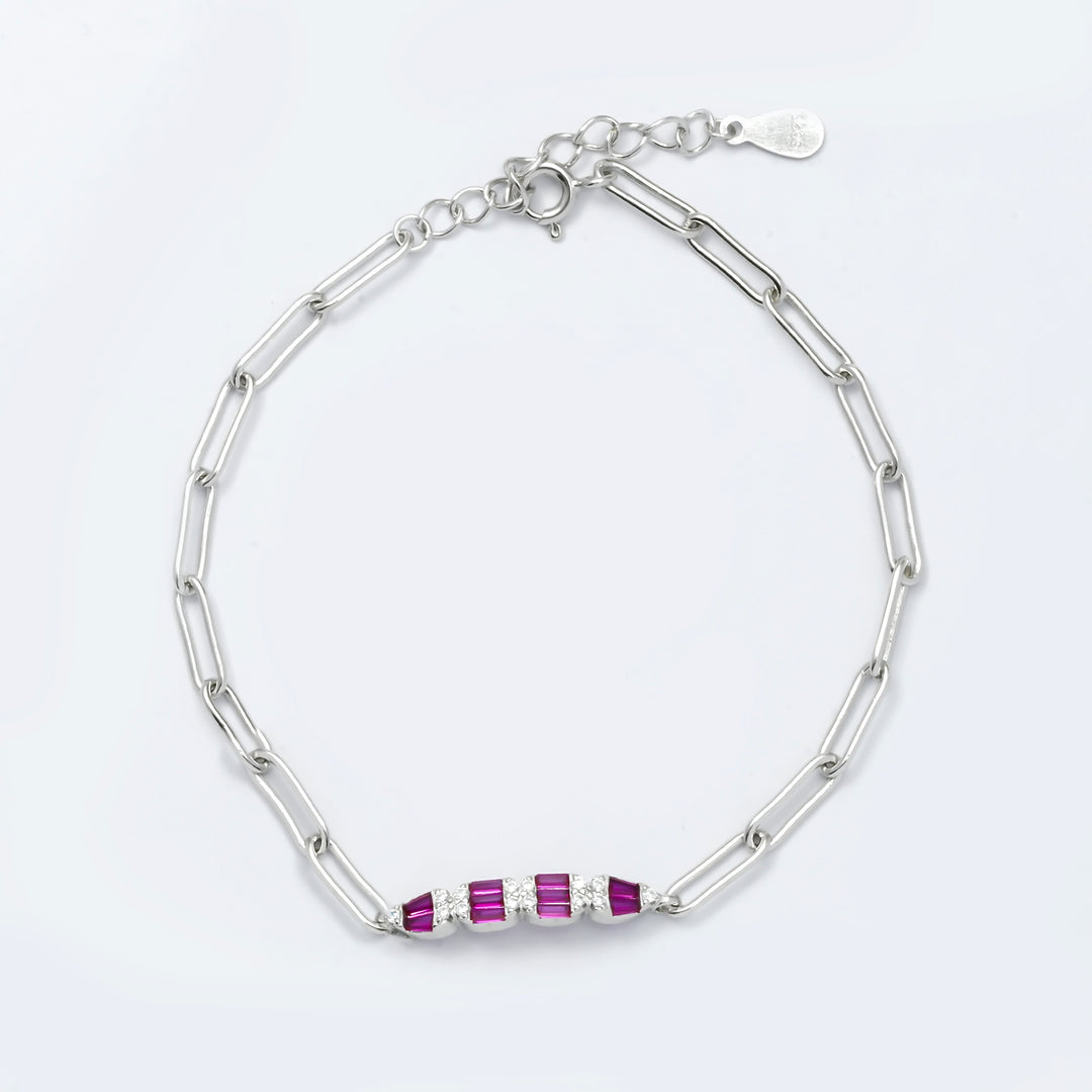 Silver Ruby Red Spark Bracelet
