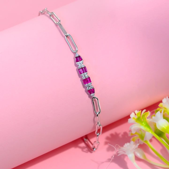 Silver Ruby Red Spark Bracelet