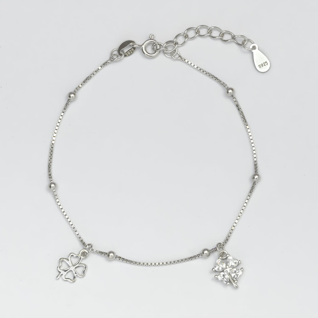 Twin Clover Charm Bracelet