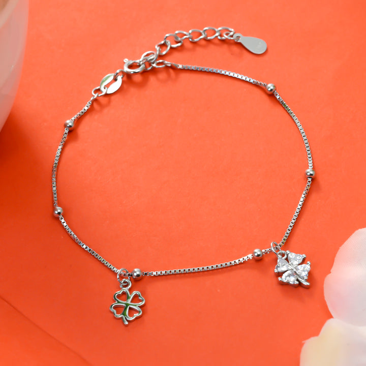 Twin Clover Charm Bracelet