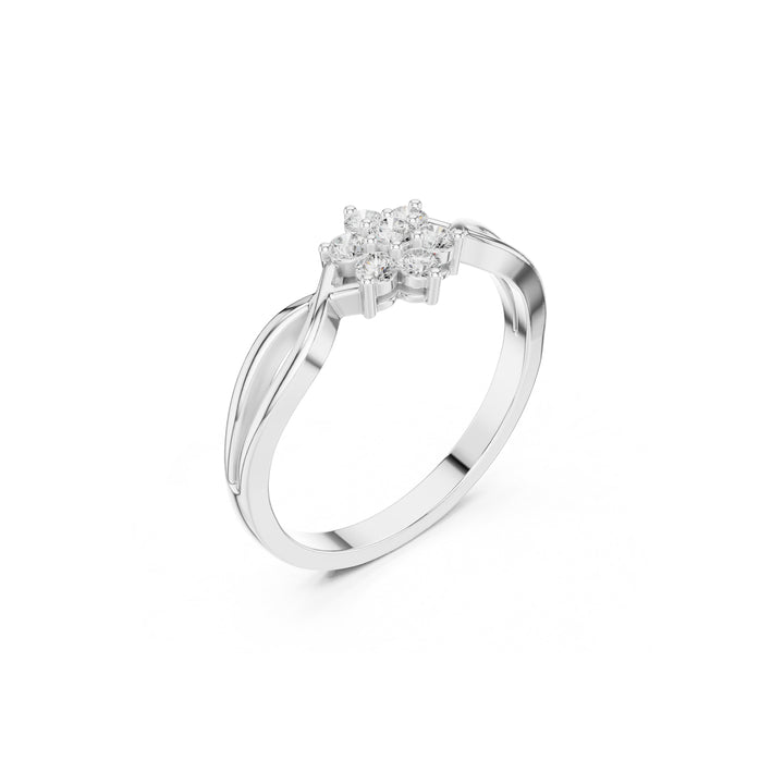Floral 925 Silver Lab Grown Diamond Ring
