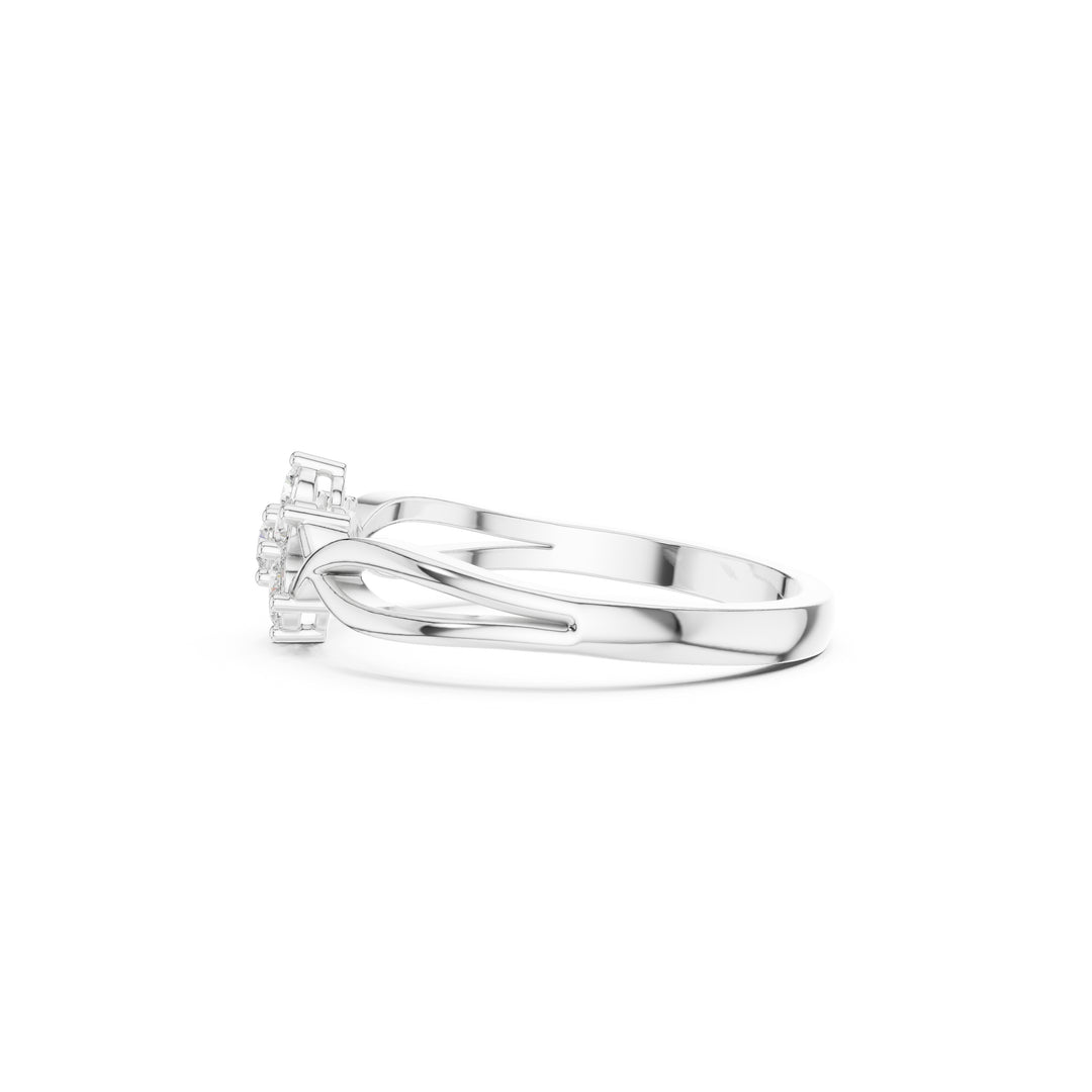 Floral 925 Silver Lab Grown Diamond Ring