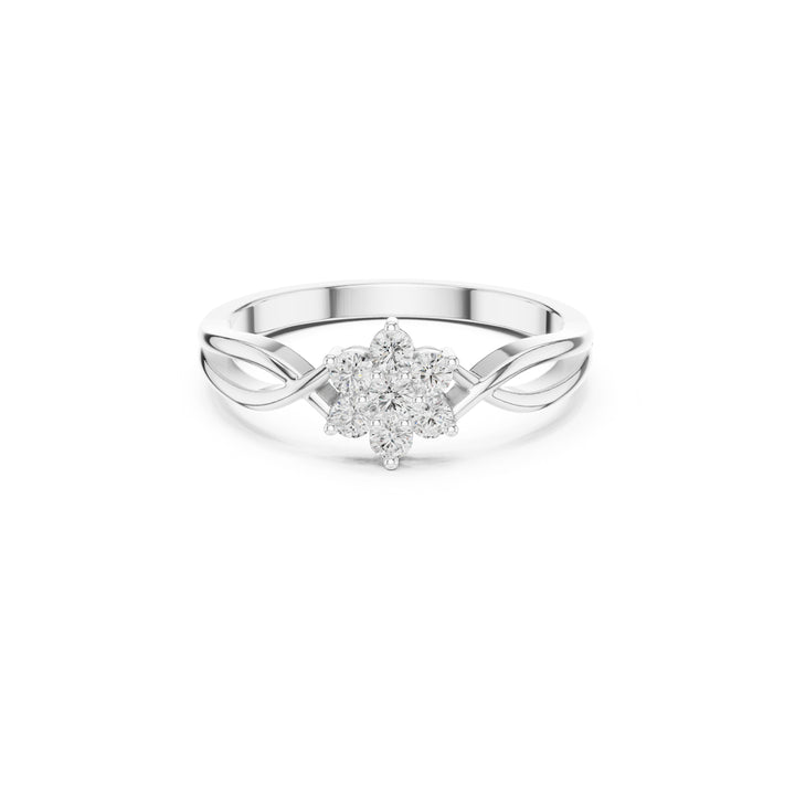 Floral 925 Silver Lab Grown Diamond Ring