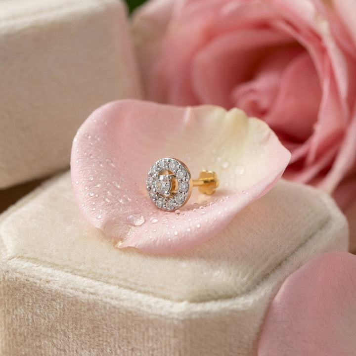 925 sterling silver gold plated Galaxy Nose Pin with cubic zirconia stone Main view#metal_gold-plated#stone-colour_cubic-zirconia